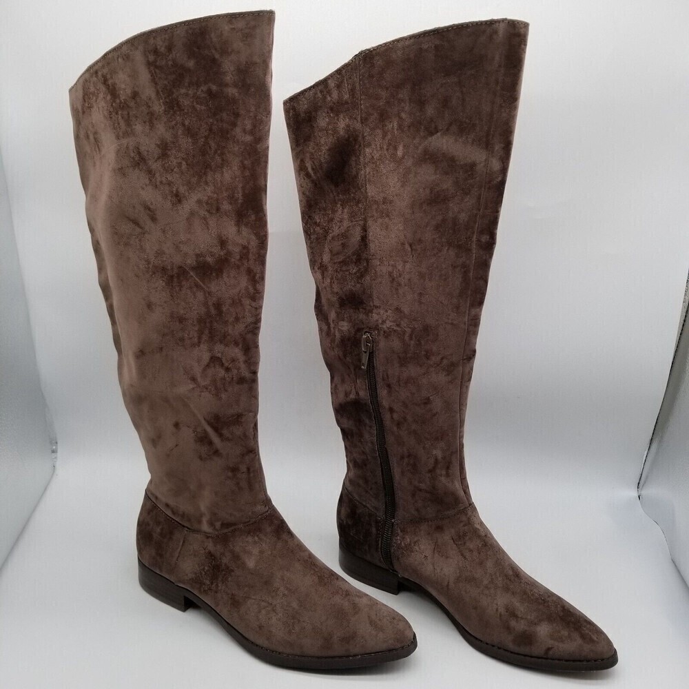 Band Of Gypsies Womens Brown Velour Zipper Luna Tall Boots 6.5